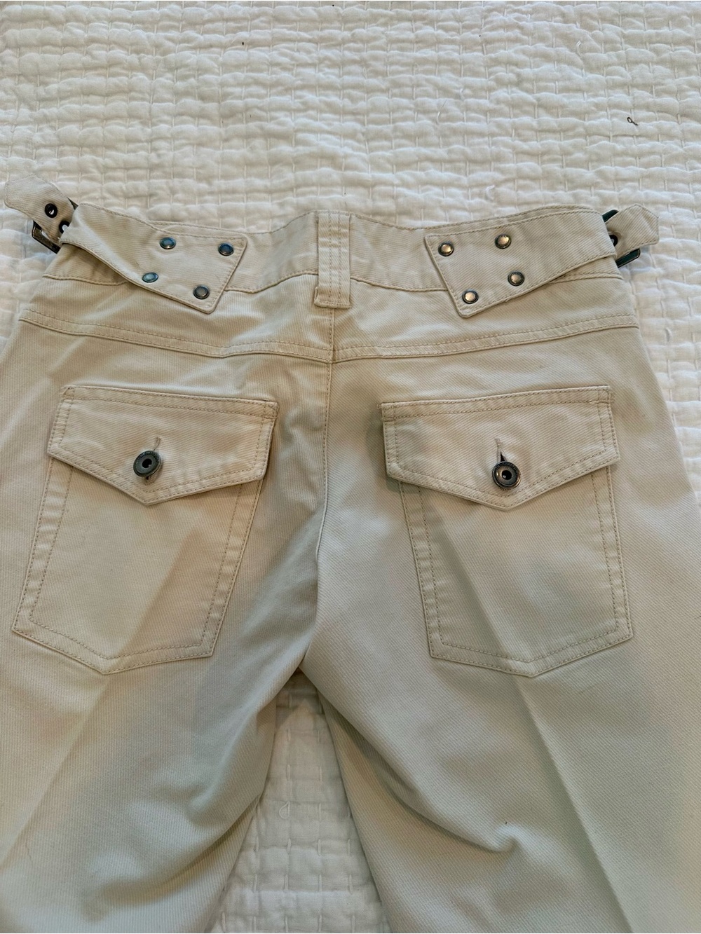Twill Twenty Two Wide Leg Cotton Canvas Pants in Cream - Picture 2 of 10